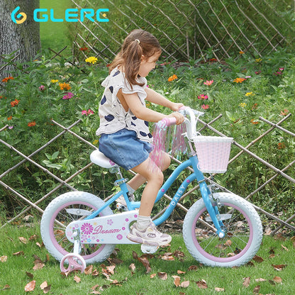 Glerc Kinderfahrrad 12/14/16 Zoll für 2-7 Jahre Mädchen Fahrrad mit Korb, Luftschlangen, Stützräder und Glocke - Meloni2