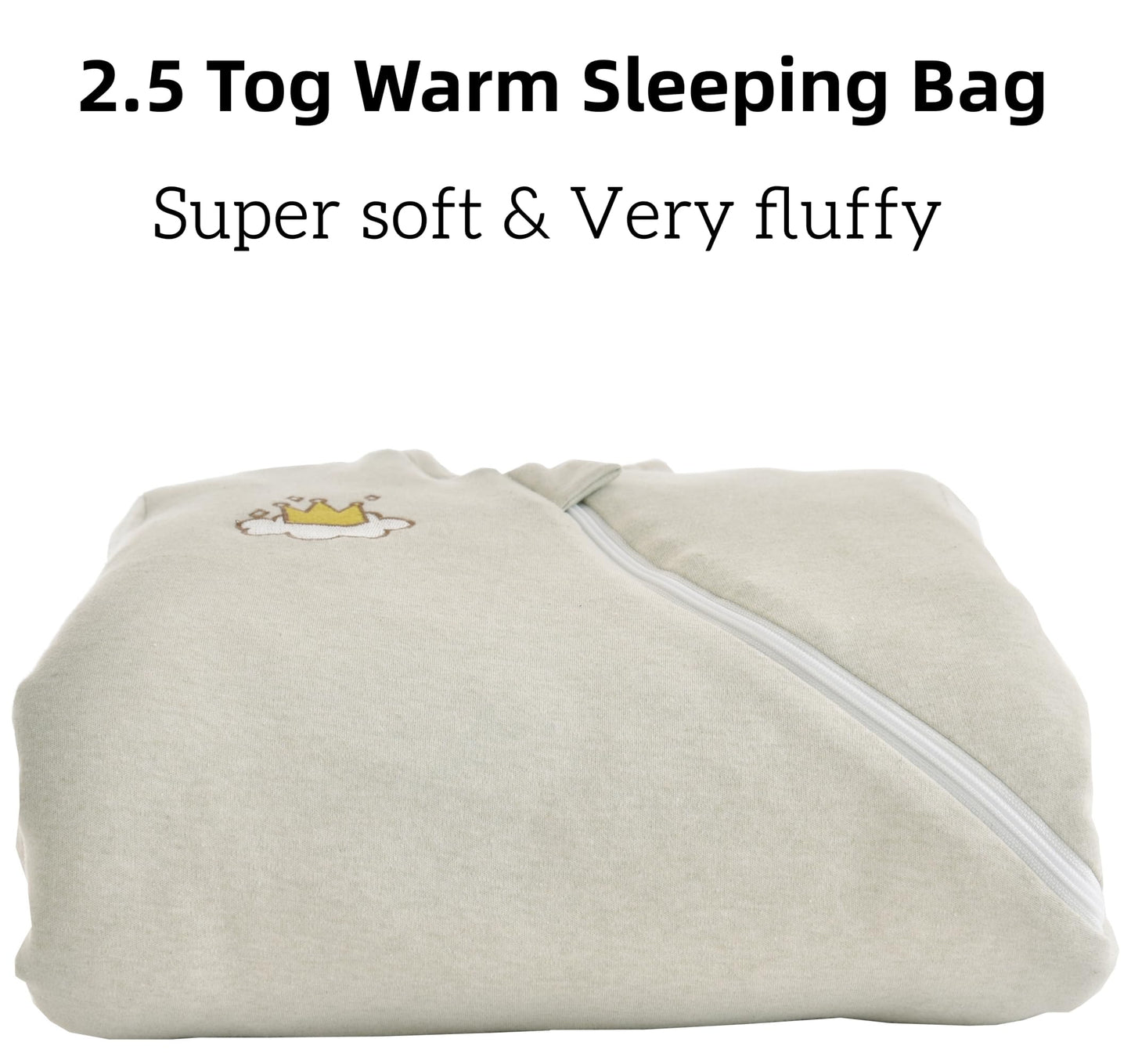 Chilsuessy Baby Sleeping Bag Winter with Removable Long Sleeve Organic Cotton Baby Sleeping Bag Small Children All-Year Sleeping Bag Pyjamas for Boys and Girls, Crown/2.5 Tog, 75-90 cm