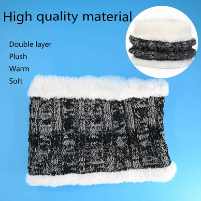 LINSOCLE 3-in-1 Children's Winter Hat Scarf Gloves Set, Knitted Hat Baby Hat Children's Hat Set, Boys Warm Winter Hat Beanie Hat Gloves Round Scarf Set for Children 2-6 Years