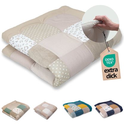 ULLENBOOM Krabbeldecke für Baby 100x100 cm, 100% OEKO-TEX Materialien, Made in EU, Dick & weich gepolstert, Sandblume - ideal als Babydecke, Laufgittereinlage & Spieldecke Baby - Meloni2