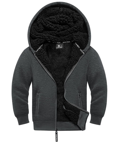 JACKETOWN Boys' Sweat Jacket Lined Children's Hoodie Sweatshirt Hoodie Fleece Jacket with Hood Long Sleeve Warm Winter Jacket Classic Pullover with Zip