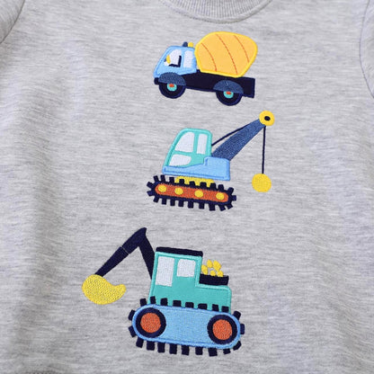 Dinopjs Children's Boys Pullover Sweatshirt Cute Long Sleeve Cotton Dinosaur Cartoon Jurassic Planets Digger Crane Dump Truck Tractor Winter & Spring Christmas Warm Tops 2-7 Years