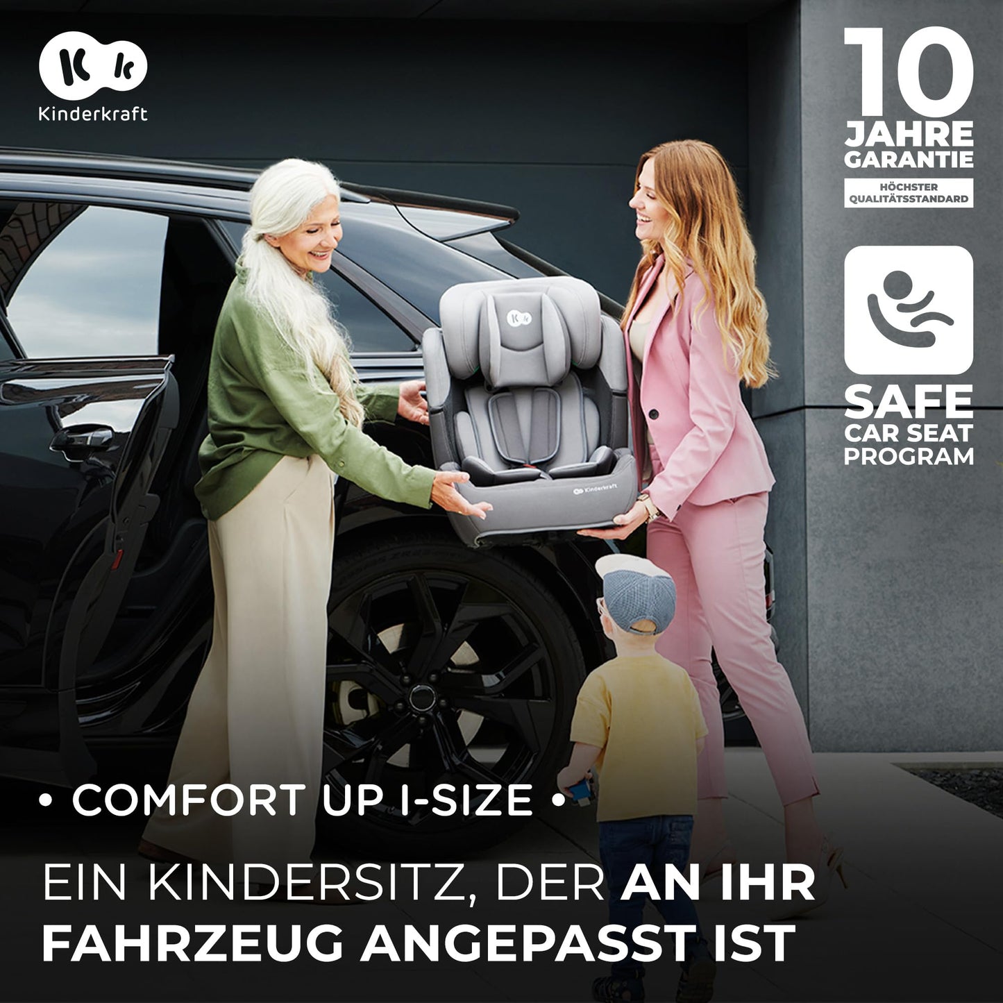 Kinderkraft Kinderautositz COMFORT UP I-SIZE, Autokindersitz, Kindersitz, ein Autositz für Kinder von 76-150 cm, 5-Punkt-Sicherheitsgurt, Einstellbare Kopfstütze, ECE R129/03, Grau - Meloni2