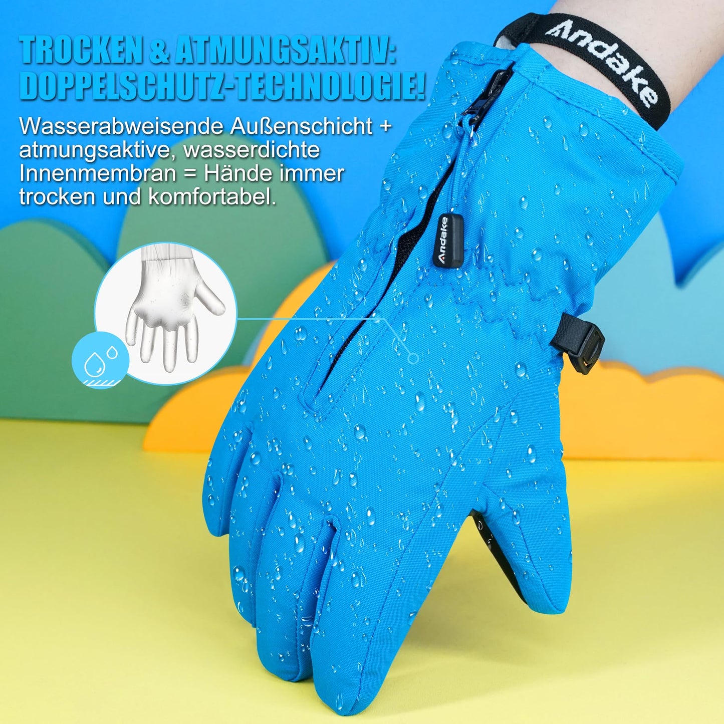 Andake Children's gloves, windproof, waterproof, warm winter gloves, skiing, outdoor sports, riding gloves, boys and girls