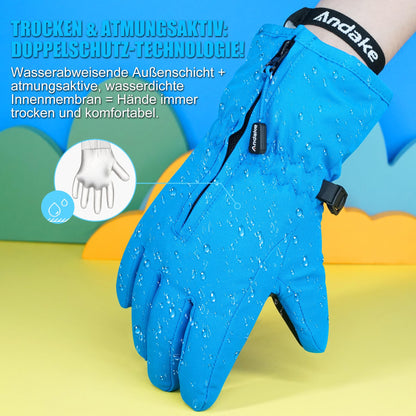 Andake Children's gloves, windproof, waterproof, warm winter gloves, skiing, outdoor sports, riding gloves, boys and girls