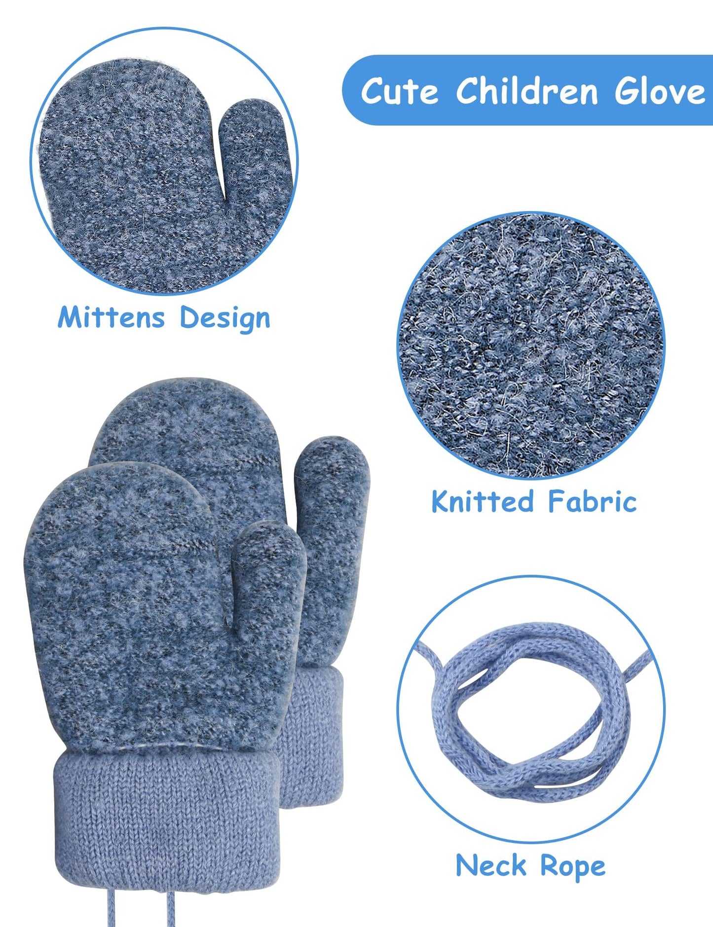 Becellen Baby Handschuhe Fäustlinge Winter, Kinder Warm Strickhandschuh Weich Niedlicher Handschuhe mit Schlüsselband für 0-3 Jahre Mädchen Junge