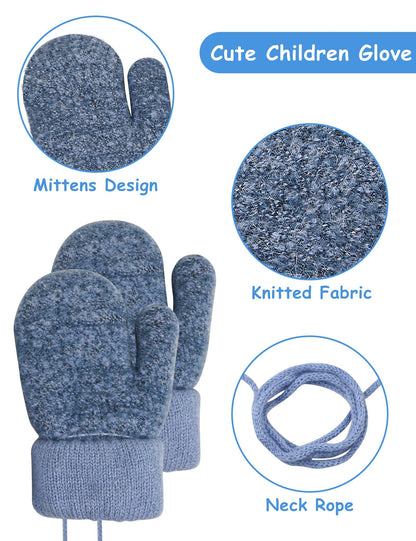 Becellen Baby Handschuhe Fäustlinge Winter, Kinder Warm Strickhandschuh Weich Niedlicher Handschuhe mit Schlüsselband für 0-3 Jahre Mädchen Junge