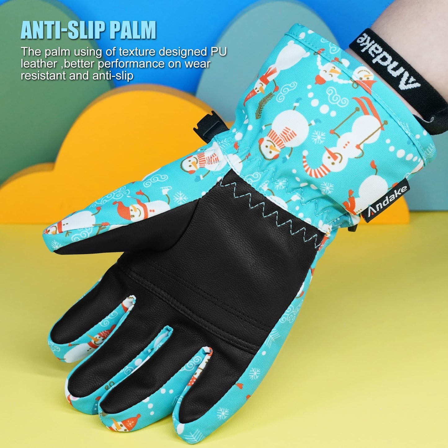 Andake Children's gloves, windproof, waterproof, warm winter gloves, skiing, outdoor sports, riding gloves, boys and girls