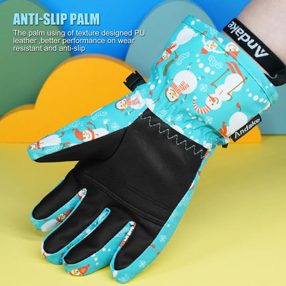 Andake Children's gloves, windproof, waterproof, warm winter gloves, skiing, outdoor sports, riding gloves, boys and girls