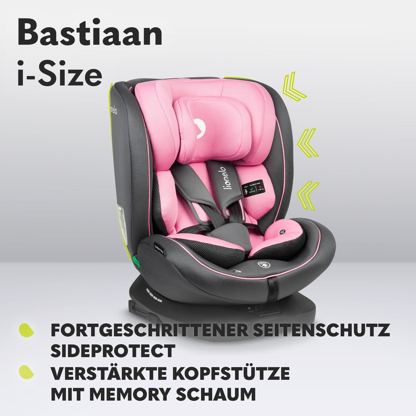 LIONELO Bastiaan i-Size One 360o drehbarer Autositz für Kinder von 40-150 cm, Montage in Fahrtrichtung und entgegen der Fahrtrichtung möglich, ISOFIX Pas TopTether Einstellbare Rückenlehne - Meloni2