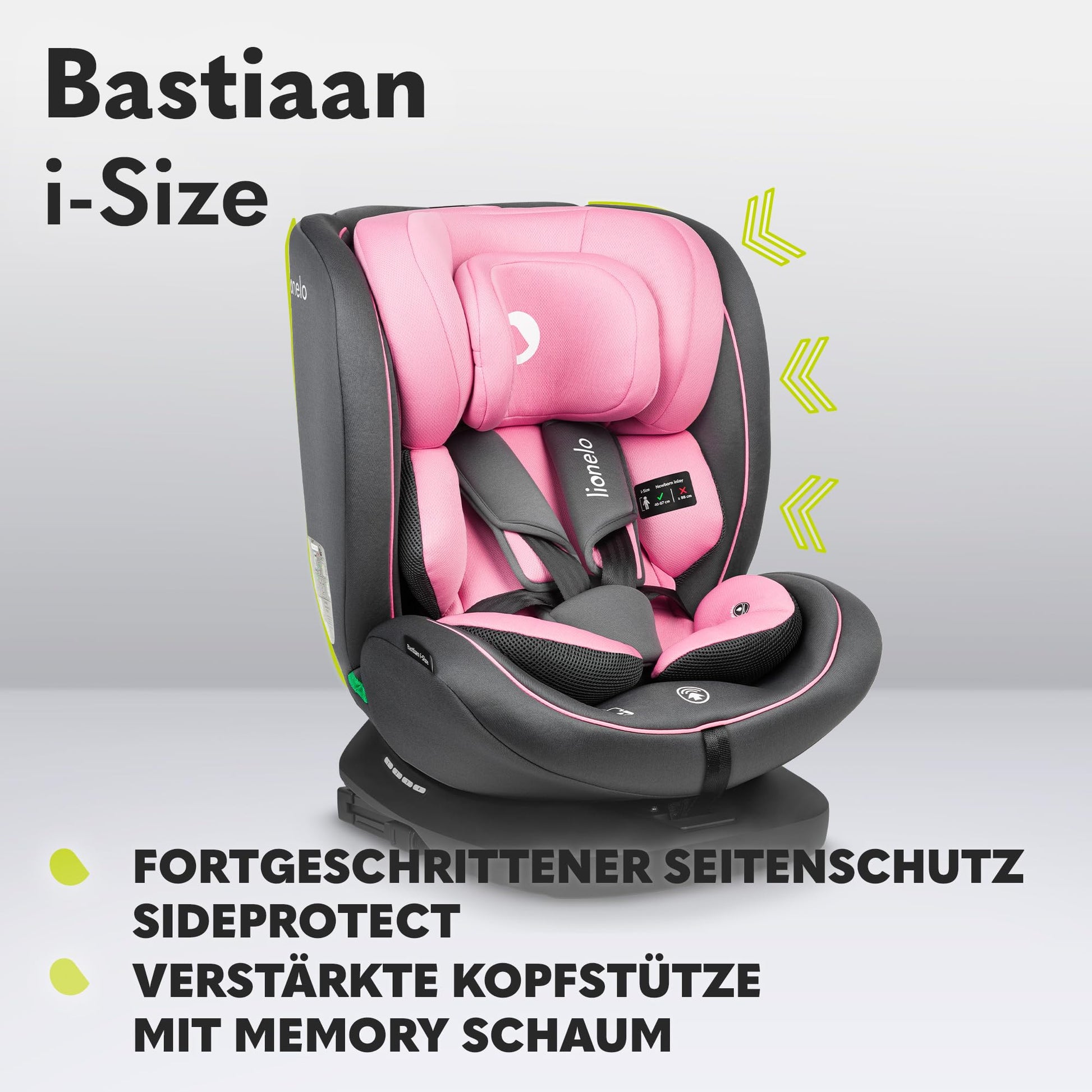 LIONELO Bastiaan i-Size One 360o drehbarer Autositz für Kinder von 40-150 cm, Montage in Fahrtrichtung und entgegen der Fahrtrichtung möglich, ISOFIX Pas TopTether Einstellbare Rückenlehne - Meloni2