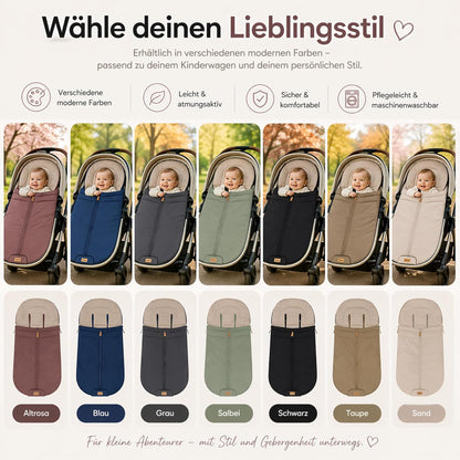 Babyfußsack Light Trend Exklusiv, 95x48cm | Leichter Sommer-Fußsack für Kinderwagen, Buggy & Sportwagen, Vorderteil abnehmbar, pflegeleicht