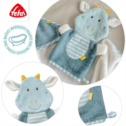 Fehn Waschlappen Lama - Waschhandschuh mit Tiermotiv - Badewannenspielzeug für fröhlichen Badespaß - Babywaschlappen für die Badewanne - weicher Handtuchfrottee für Babys und Kinder ab 0+ Monaten