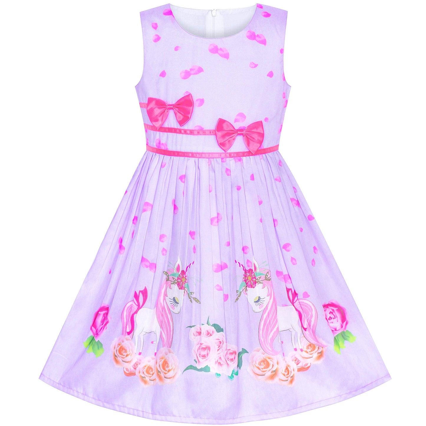 Sunny Fashion Mädchen Kleid Lila Rose Doppelklicken Krawatte Party Kids Trägerkleid Gr. 98-146