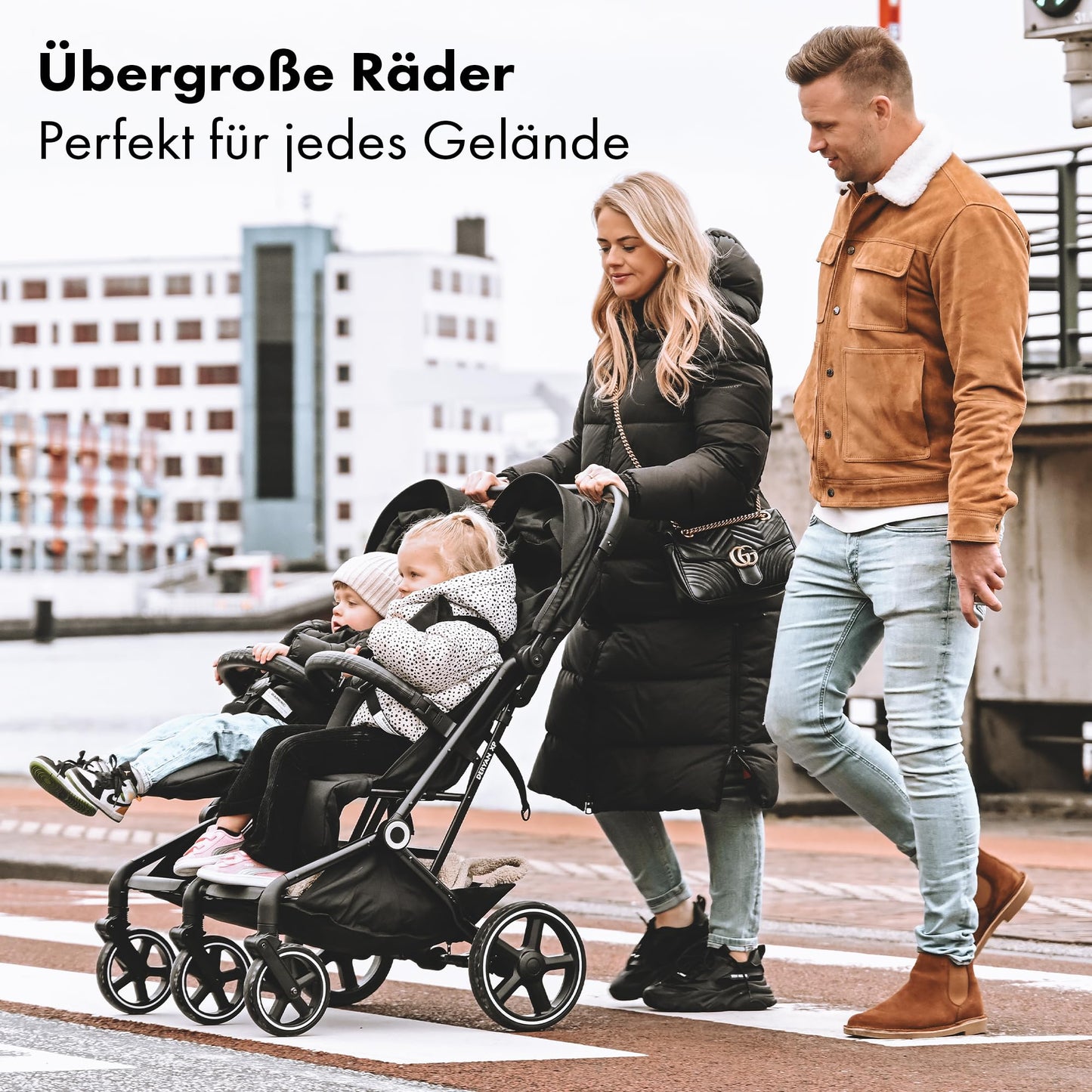 Deryan XP X2 Kinderwagen Buggy 2 in 1 - Buggy klein zusammenklappbar - Geburt bis 4 Jahre - Baby Wagen pro Sitz belastbar bis 22kg - Kinderbuggy klappbar - KOMPAKT & FALTBAR - Grau