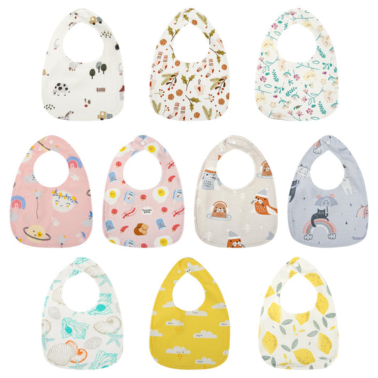 Yafane Baby Bibs Waterproof Soft 10 Pack Cotton Neckerchiefs Dribble Bibs Burp Cloths Baby for Baby Boys and Girls Toddlers 