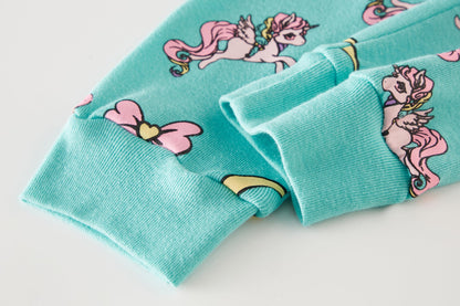 LOLPIP Mädchen Pyjamas 100% Baumwolle Schlafanzug für Kinder Schlafkleidung Langarm 4 Stück Set 1-12 Jahre