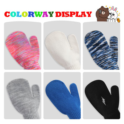 TAGVO 6 Pairs of Winter Magic Gloves, Children's Stretchy Warm Magic Gloves & Mittens Boys or Girls, Knitted Gloves, Unisex Knitted Full Finger Mittens for 5-13 Years
