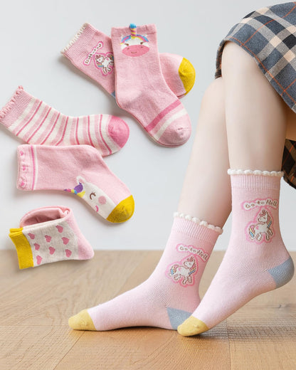 Kyopp 10 Paar Socken Kinder Mädchen und Jungen Funny Socken Lustig Animals Cotton Socken Crew Socks Winter/Sommer
