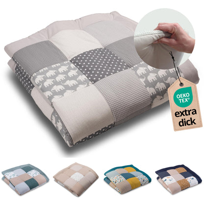ULLENBOOM Krabbeldecke für Baby 100x100 cm, 100% OEKO-TEX Materialien, Made in EU, Dick & weich gepolstert, Sandblume - ideal als Babydecke, Laufgittereinlage & Spieldecke Baby - Meloni2