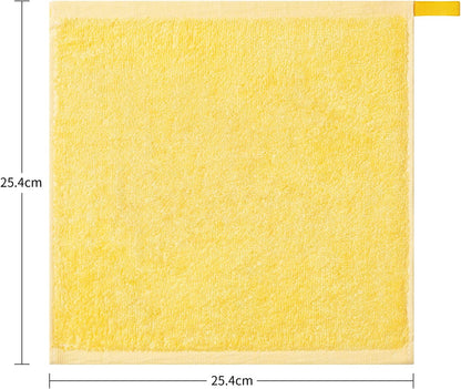 HBselect 10er Baby Waschlappen weiche Handtücher Waschtücher 5 Farben mit je 2 stk aus hochwertigen Bambusfaser mit Hänge Seil für empfindliche Haut 25x25cm