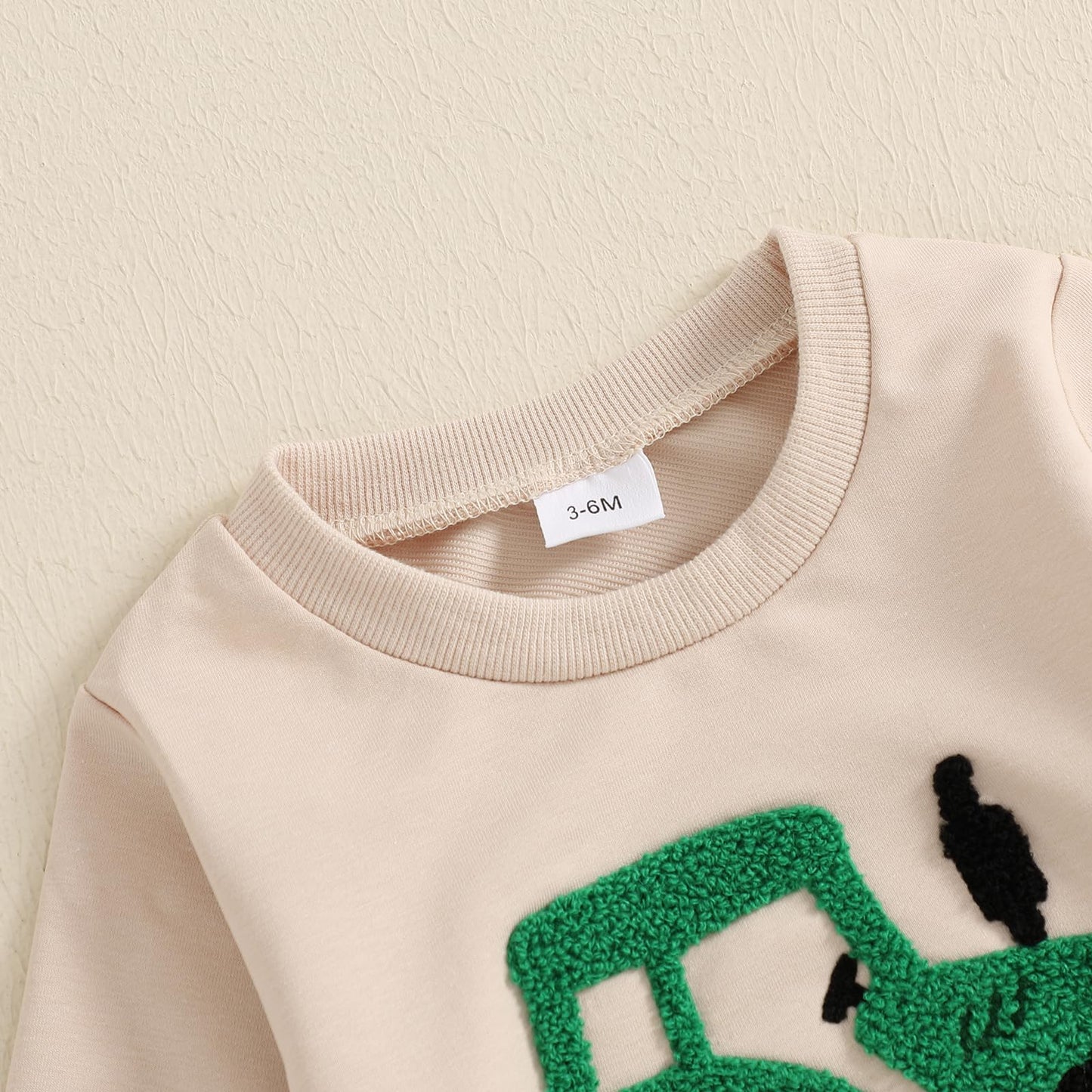 Baby-Frühlings-Outfit für Jungen, Trainingsanzüge mit Traktor-/Auto-Print, Sweatshirts mit langen Ärmeln mit Autodruck + elastische Kordelzughose, 2-teiliges Sportbekleidungsset, weiche Traktor-Outfits