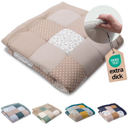 ULLENBOOM Krabbeldecke für Baby 100x100 cm, 100% OEKO-TEX Materialien, Made in EU, Dick & weich gepolstert, Sandblume - ideal als Babydecke, Laufgittereinlage & Spieldecke Baby - Meloni2
