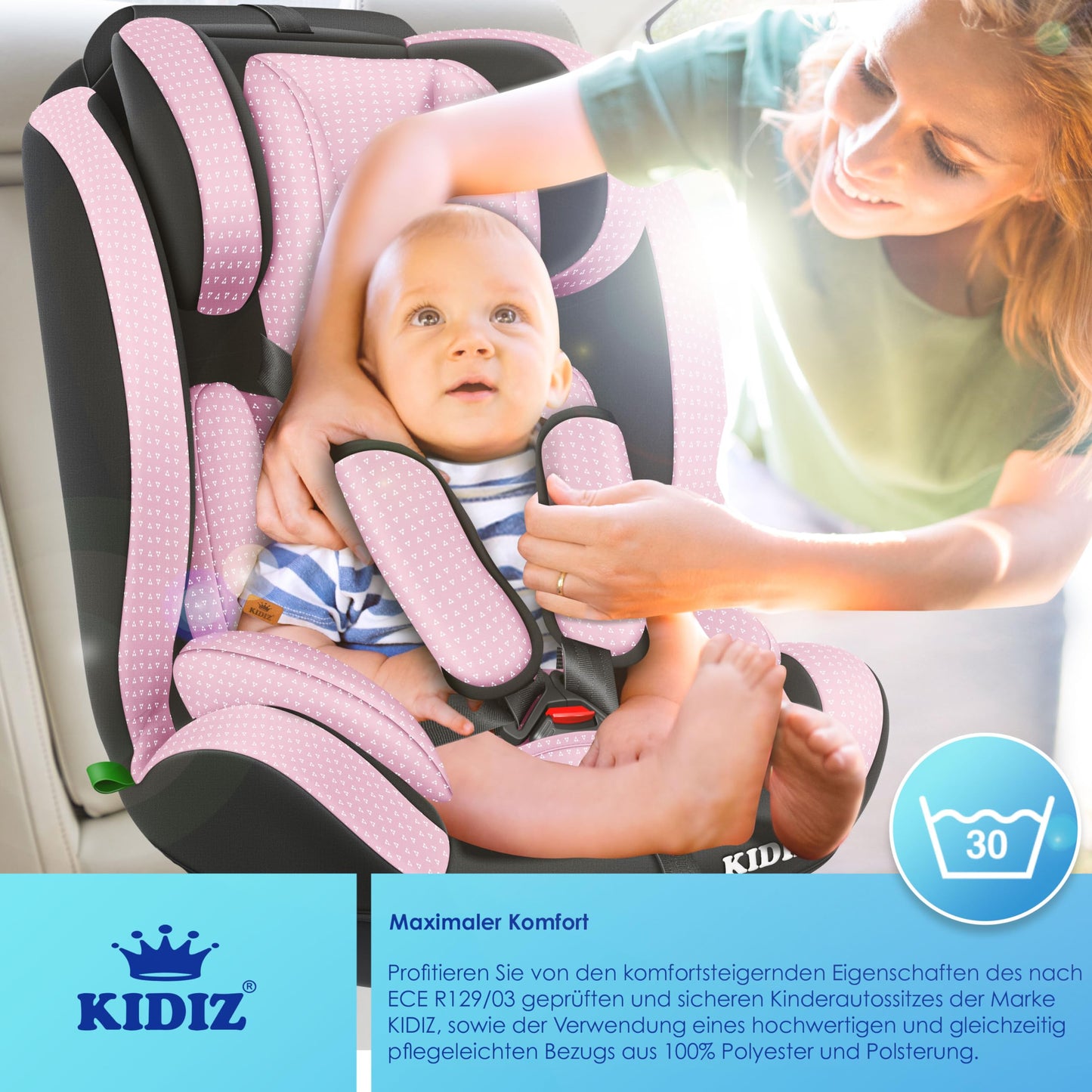 KIDIZ® Autokindersitz Triangle Premium Kindersitz Kinderautositz | Autositz Sitzschale | 9 kg - 36 kg 1-12 Jahre | Gruppe 1/2/3 | universal | zugelassen nach ECE R129/03 | mit Isofix