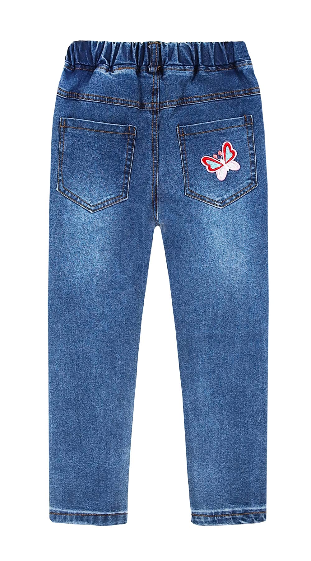 KIDSCOOL SPACE Girls Jeans Split Hem with RAL Edges Elastic Waist in High Elastic Wide Leg Denim Pants