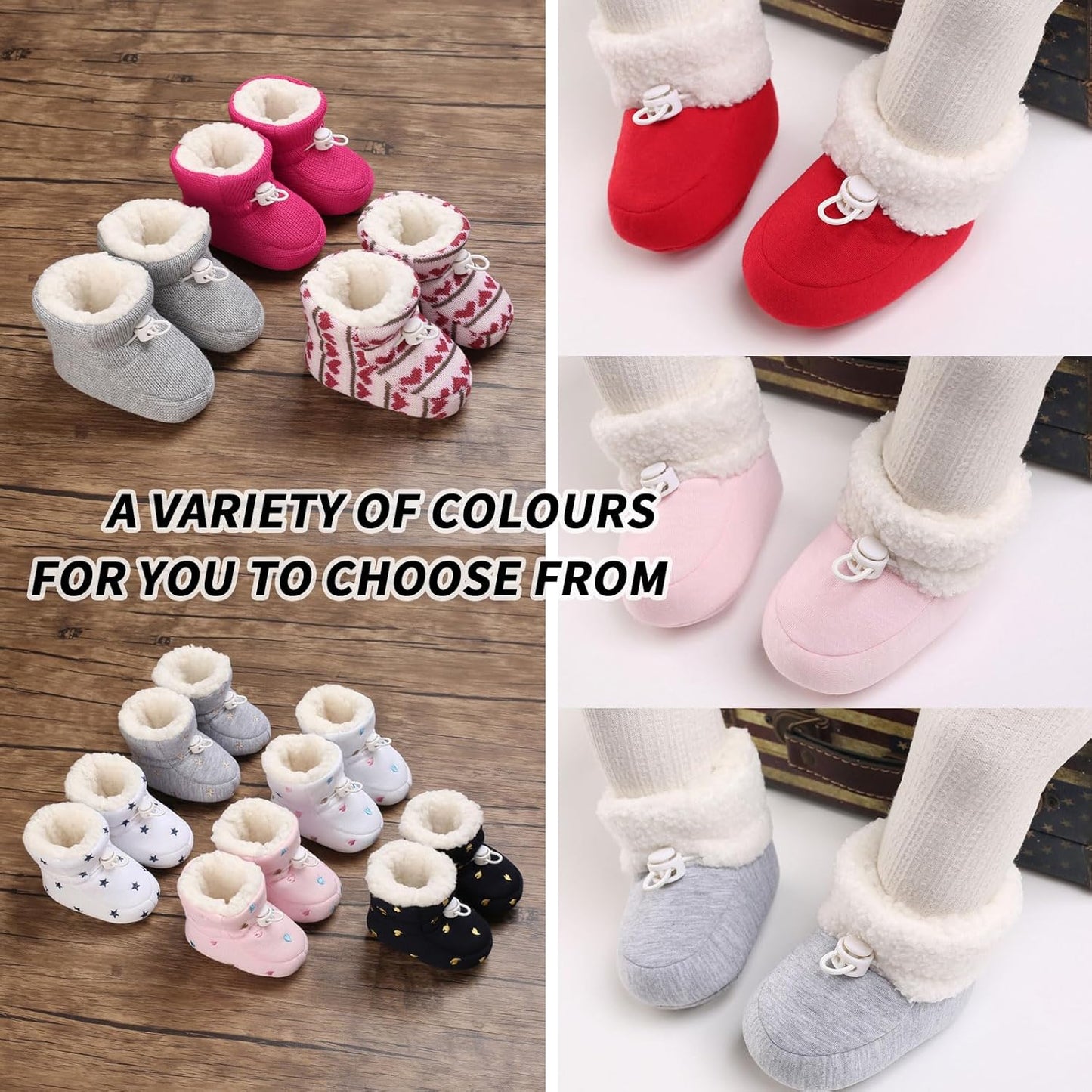 Baby Winter Shoes Warm Baby Shoes Winter Non-Slip Adjustable Newborn Snow Shoes First Walking Shoes Lined Thermal Fleece Crawling Shoes Slippers Winter Boots 0-18 Months 