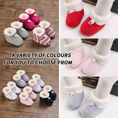 Baby Winter Shoes Warm Baby Shoes Winter Non-Slip Adjustable Newborn Snow Shoes First Walking Shoes Lined Thermal Fleece Crawling Shoes Slippers Winter Boots 0-18 Months