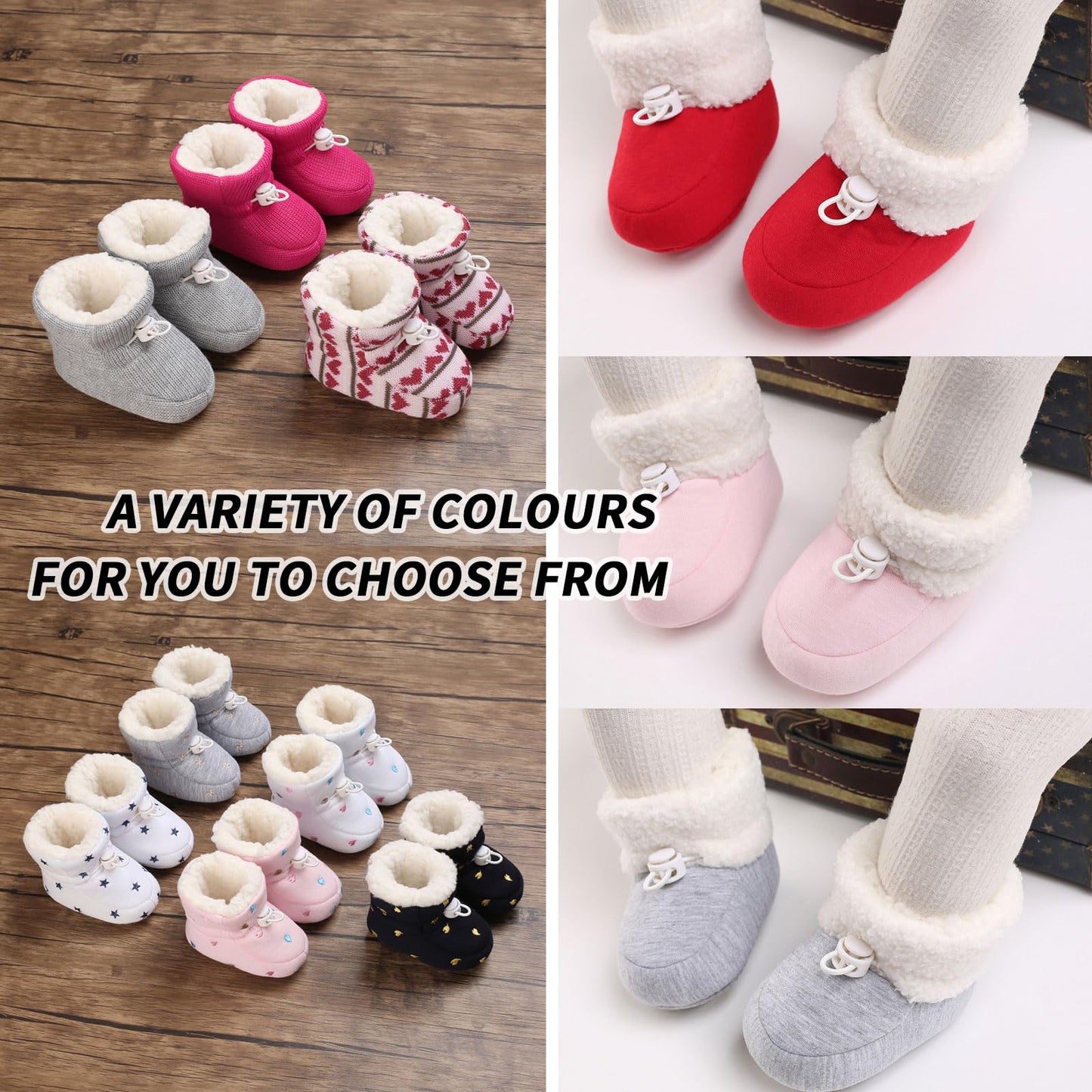 Baby Winter Shoes Warm Baby Shoes Winter Non-Slip Adjustable Newborn Snow Shoes First Walking Shoes Lined Thermal Fleece Crawling Shoes Slippers Winter Boots 0-18 Months