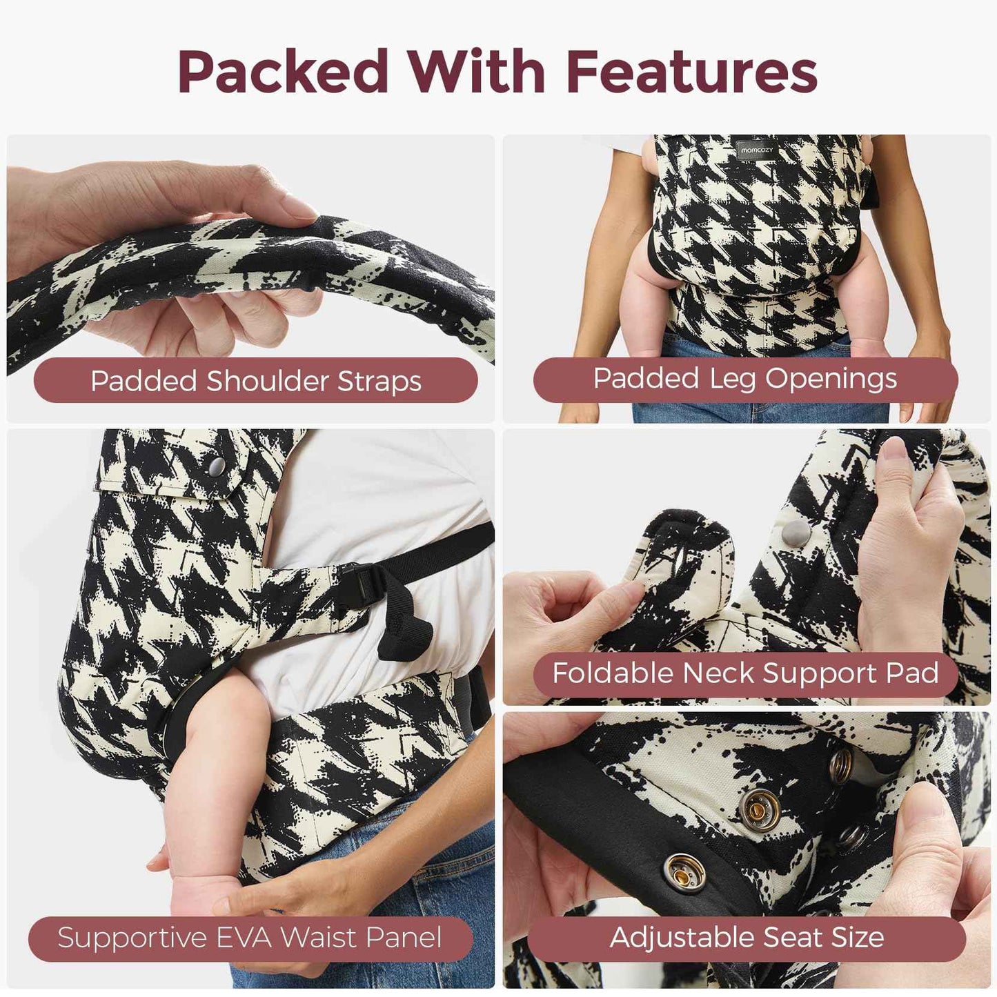 Momcozy Babytrage aus 100% Baumwolle – Baby Carrier für Kleinkind (3-24 Monate, 3,2-20 kg) · Ergonomische M-Position · X-Rücken · Taillengurt 64-127cm, Khaki