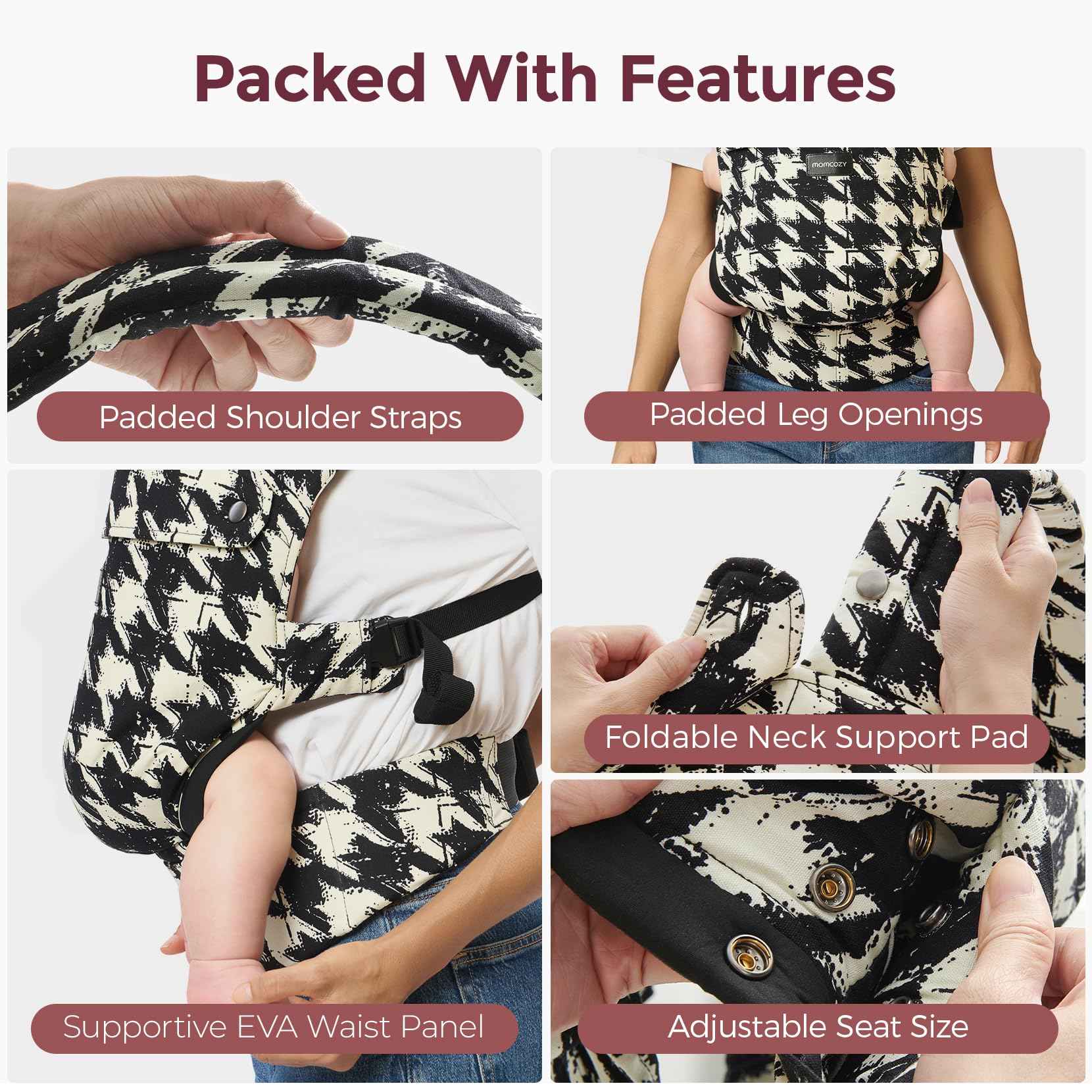Momcozy Babytrage aus 100% Baumwolle – Baby Carrier für Kleinkind (3-24 Monate, 3,2-20 kg) · Ergonomische M-Position · X-Rücken · Taillengurt 64-127cm, Khaki