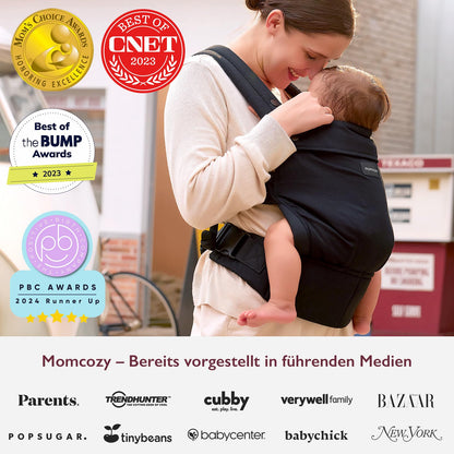 Momcozy Babytrage aus 100% Baumwolle – Baby Carrier für Kleinkind (3-24 Monate, 3,2-20 kg) · Ergonomische M-Position · X-Rücken · Taillengurt 64-127cm, Khaki