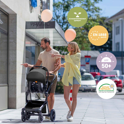 Bergsteiger Lugo 3-in-1 Pushchair Complete Set Including Accessories - Baby Seat, Buggy Attachment, Sun Protection & Weather Footmuff | Isofix Station Available