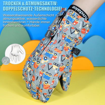 Andake Children's gloves, windproof, waterproof, warm winter gloves, skiing, outdoor sports, riding gloves, boys and girls