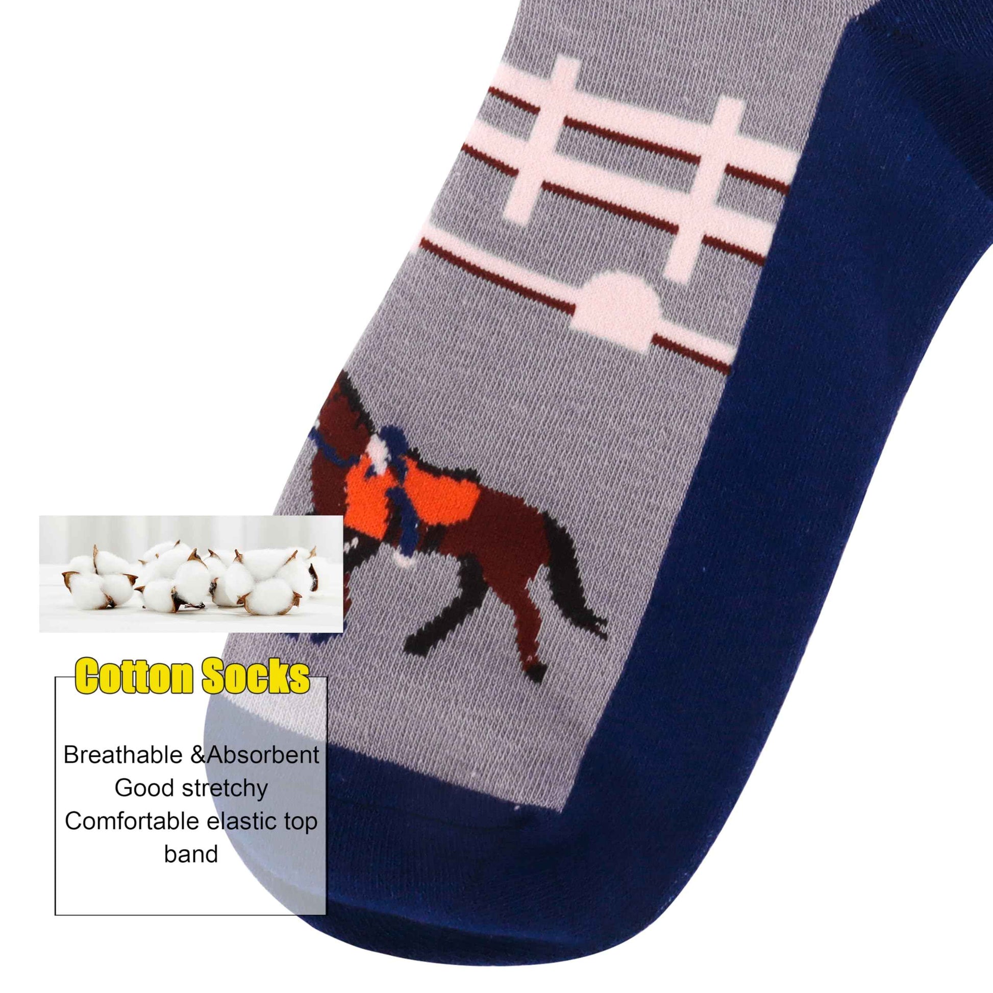 Belloxis Women's Socks 39-42 Horse Girls Gift Knee Socks Women's Rider Cotton Socks