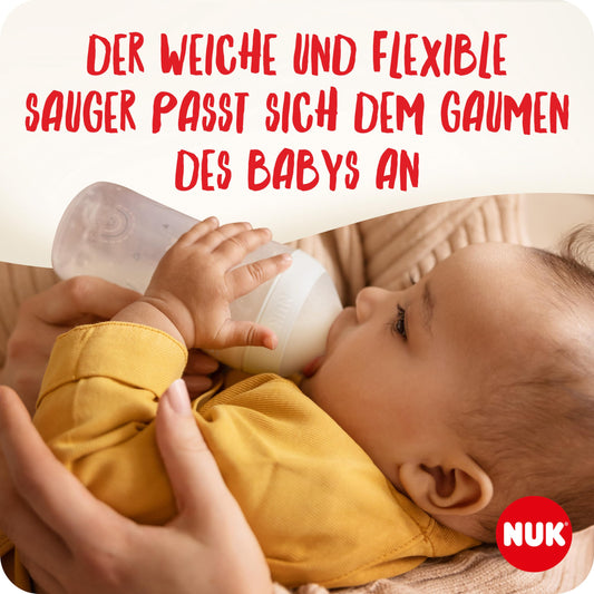 NUK Perfect Match Baby Bottle Set | From 3 Months | Adapts to Baby | Temperature Control | Anti-Colic | 150 ml and 260 ml | BPA Free | Silicone Teat | Rainbow | Pack of 4 - Meloni2