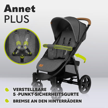 LIONELO Annet Plus Buggy up to 22 kg with Reclining Function, Small Folding Pushchair with Accessories, EVA Foam Wheels, Mosquito Net, Foot Cover Drink Holder, Basket Dreamin
