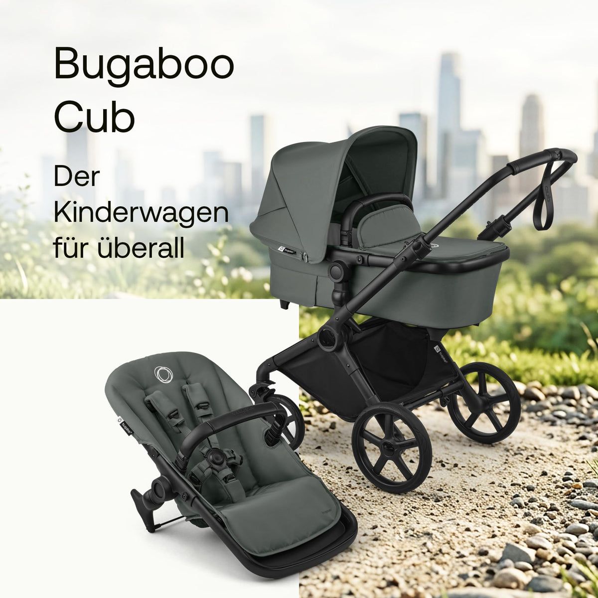 Bugaboo Cub All-Terrain Kinderwagen für Neugeborene und Kleinkinder