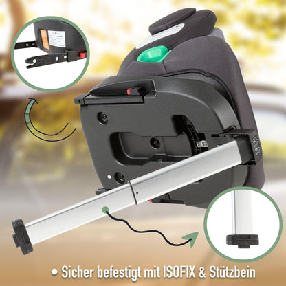 FableKids NORA Kindersitz Grau | 360° drehbarer i-Size Autokindersitz 40–150 cm | Reboarder mit ISOFIX & Stützbein | höhenverstellbare Kopfstütze & Rückenlehne | ECE R129/04 zertifiziert - Meloni2