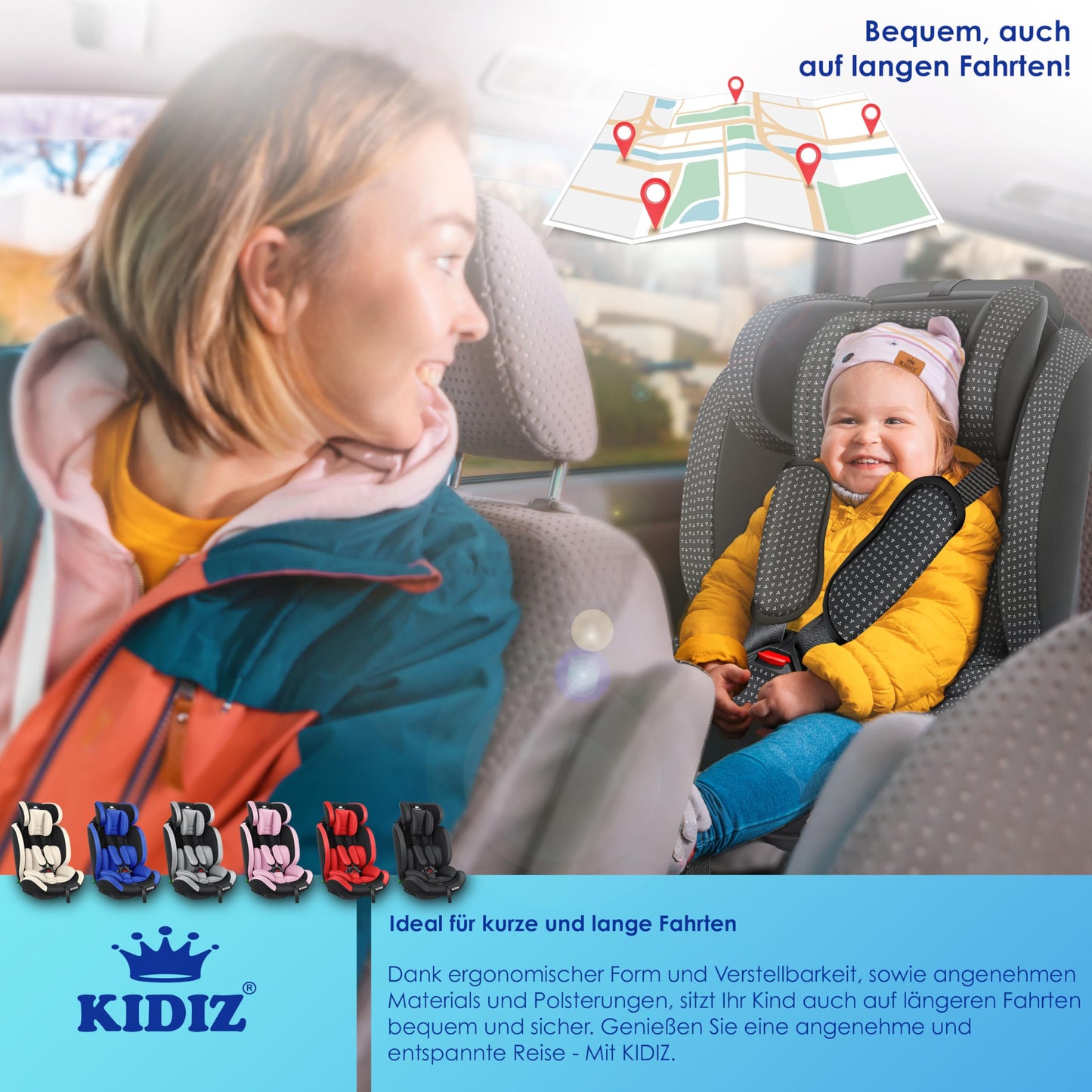 KIDIZ® Autokindersitz Triangle Premium Kindersitz Kinderautositz | Autositz Sitzschale | 9 kg - 36 kg 1-12 Jahre | Gruppe 1/2/3 | universal | zugelassen nach ECE R129/03 | mit Isofix