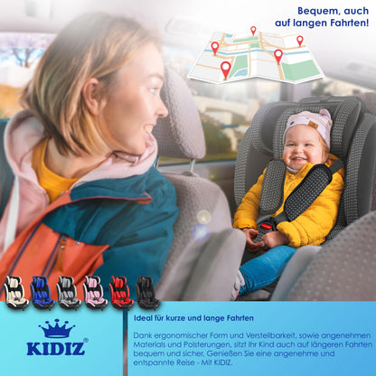 KIDIZ® Autokindersitz Triangle Premium Kindersitz Kinderautositz | Autositz Sitzschale | 9 kg - 36 kg 1-12 Jahre | Gruppe 1/2/3 | universal | zugelassen nach ECE R129/03 | mit Isofix