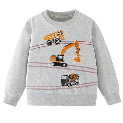 Pilipulu Sweatshirt Boys Kids Pullover Boys Cotton Long Sleeve Shirt Kids Dinosaur Digger Warm Tops 2-7 Years Size 92 98 104 110 116 122