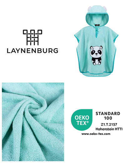 LAYNENBURG Premium Badeponcho Kinder mit Kapuze - 100% Baumwolle - OEKO TEX - Baby Jungen Mädchen Handtuch Poncho Frottee