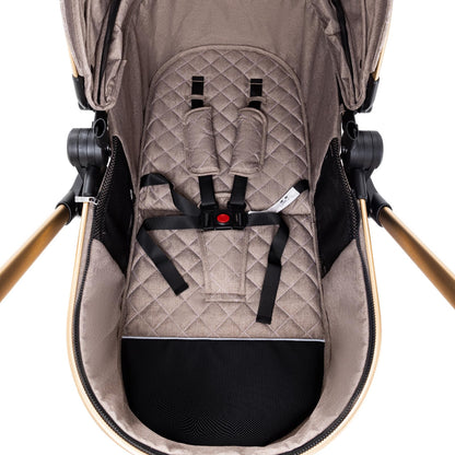 BEBBY 3-in-1 Kinderwagen KombiKinderwagen-Set 2-in-1 Buggy faltbar Luxus Hochlandschaft Neugeborenes Tragbarer Kinderwagen Zusammenklappbarer Kinderwagen Kinderwagen Travel System (D2-DEEPGREY)