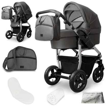 Bergsteiger Capri 3-in-1 Combination Pushchair - Baby Carrier, Sports Seat & i-Size Baby Seat, Pneumatic Tyres, Suspension, Height-Adjustable Handle, Foldable, Accessories