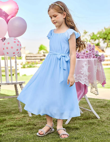 GRACE KARIN Mädchen Sommerkleid Elegantes Chiffon Prinzessinnen Langkleid Hochzeitsgast Abendkleid für Teenager-Mädchen 5-14 Jahre