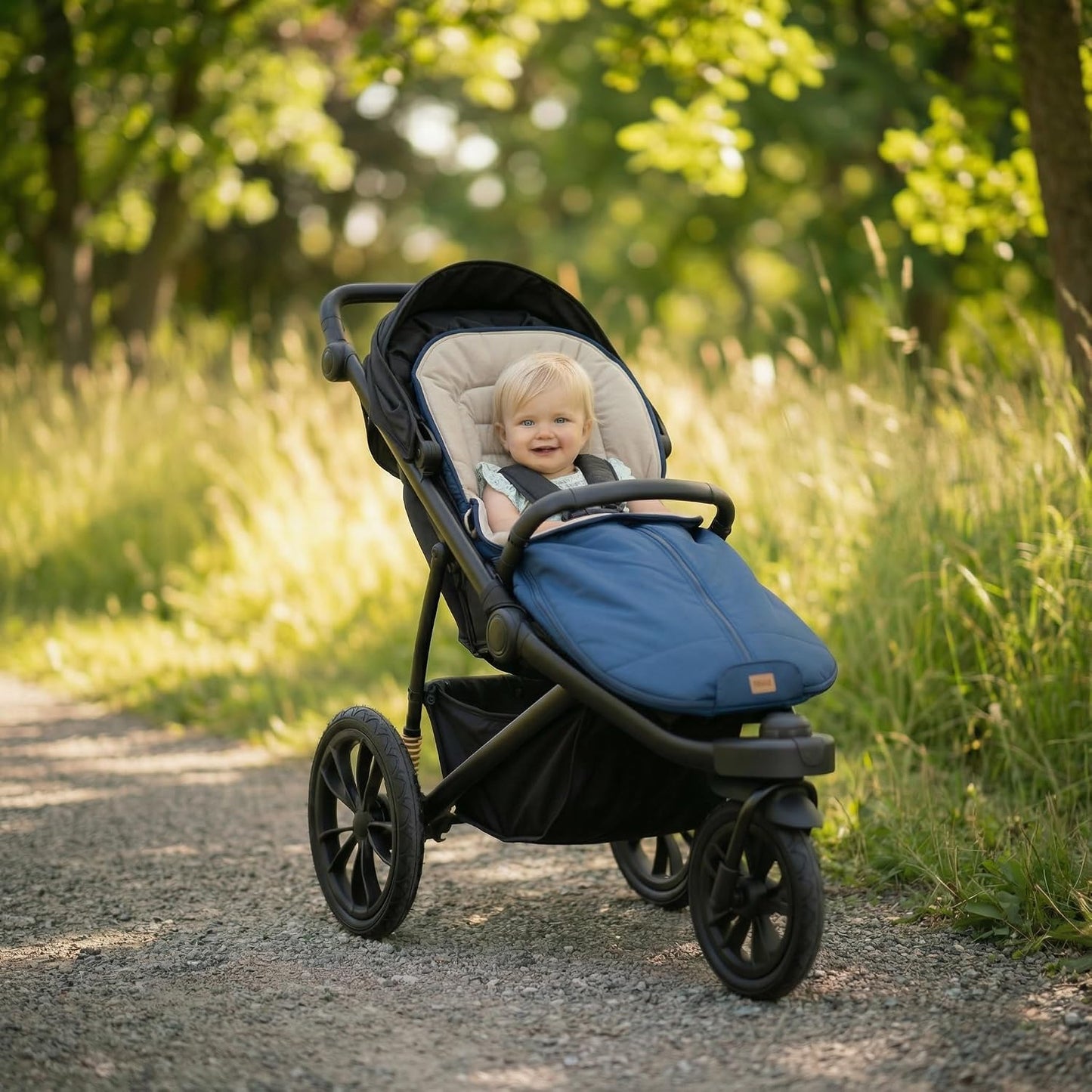 Babyfußsack Light Trend Exklusiv, 95x48cm | Leichter Sommer-Fußsack für Kinderwagen, Buggy & Sportwagen, Vorderteil abnehmbar, pflegeleicht